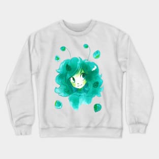 Watercolor Green Leaf Girl Crewneck Sweatshirt